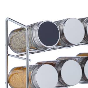 Gewürzregal mit 18 Gewürzgläsern Silber - Glas - Metall - 29 x 22 x 10 cm