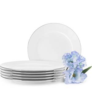 Teller-Set MUSCARI Dessertteller 6-tlg Hochglanz Platingrau - Weiß