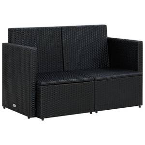 vidaXL 2-Sitzer-Gartensofa mit Auflagen Schwarz - Polyrattan - 119 x 74 x 118 cm