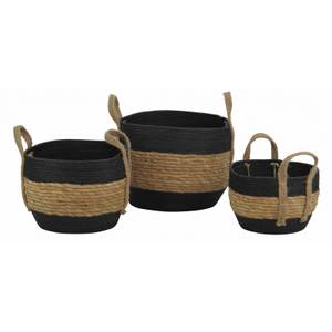 3 corbeilles rondes en cordes tressées Noir - Textile - 30 x 24 x 30 cm