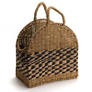 Panier rond ethnique Beige - Bois massif - 21 x 48 x 37 cm