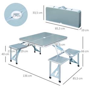 Klapptisch 01-0010 Silber - Metall - 86 x 66 x 136 cm