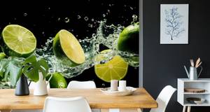 Papier Peint Citrons Verts Fruit Eau 3D 400 x 280 x 280 cm