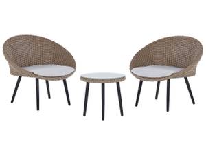 Set de bistrot ORTIGIA Beige - Noir - Bleu - Blanc - Polyrotin - 82 x 75 x 70 cm