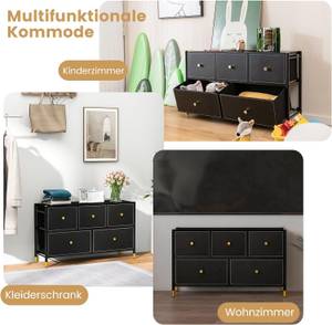 Stoffkommode VL32431NW Schwarz - Holzwerkstoff - 30 x 59 x 100 cm