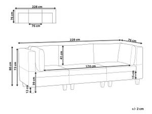 3-Sitzer Sofa UNSTAD Schwarz - Cremeweiß - Weiß