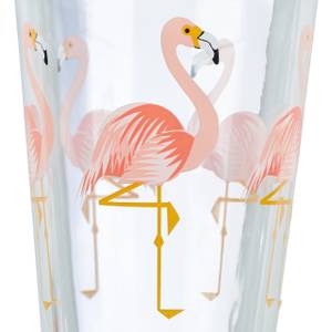 4er Set Glasbecher Flamingo Schwarz - Pink - Glas - Kunststoff - 9 x 16 x 10 cm
