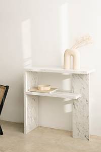 Konsole mit weißem Marmoreffekt Weiß - Holz teilmassiv - 30 x 80 x 80 cm