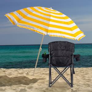 Chaise de camping pliante Porte-boissons Noir - Marron - Vert - Métal - Matière plastique - Textile - 93 x 101 x 60 cm