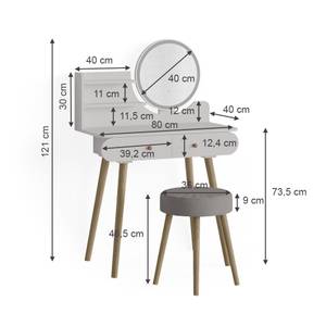 Schminktisch Edda Weiß - Holzwerkstoff - 80 x 121 x 40 cm