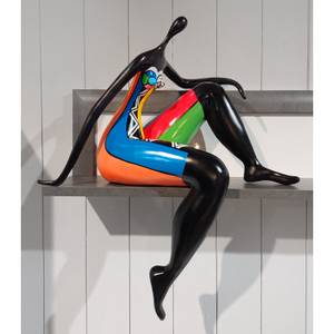 Sculpture femme noire et multicolore Porcelaine - 60 x 70 x 27 cm