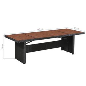 Tables de jardin Résine Marron/noir Polyrotin - Bois/Imitation - 90 x 74 x 240 cm