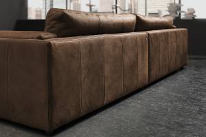 Big Sofa RAINA Braun - Echtleder - Textil