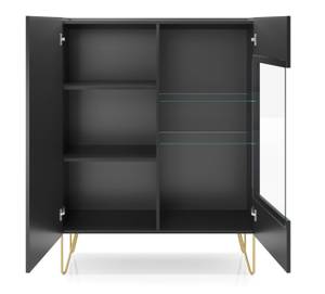 Vitrinenschrank HARMONY WT97 Schwarz - Gold - Holzwerkstoff - Kunststoff - 97 x 122 x 37 cm