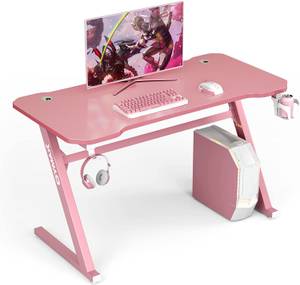 Gamingtisch Z-förmig Pink - Holzwerkstoff - 60 x 70 x 121 cm