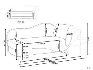 Chaise longue MERI Gris - Gris lumineux - Chêne clair - Accoudoir monté à gauche (vu de face)