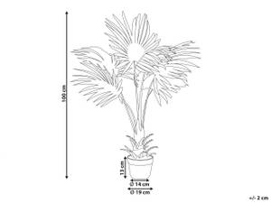 Kunstpflanze FAN PALM Schwarz - Grün - Kunststoff - 35 x 100 x 30 cm