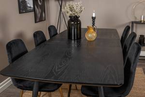 Essgruppe Gold (7-teilig) Schwarz - Massivholz - 85 x 76 x 180 cm