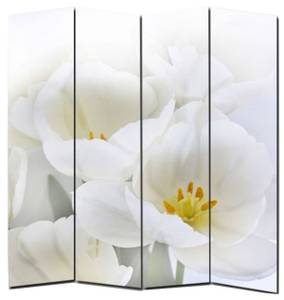 Paravent-photo M68 Rose foncé - Blanc - En partie en bois massif - 160 x 180 x 2 cm