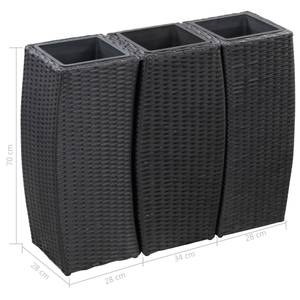 Garten-Hochbeet Schwarz - Kunststoff - Rattan - 28 x 70 x 28 cm