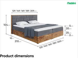 Boxspringbett Lofty 9 Dunkelgrau - Breite: 209 cm - H3