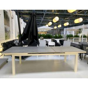 Table de jardin à rallonge Conte Blanc - Céramique - 160 x 76 x 90 cm
