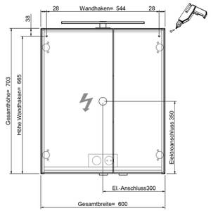 Bad Waschplatz Set grifflos Eiche 60cm Braun - Holzwerkstoff - 60 x 200 x 45 cm