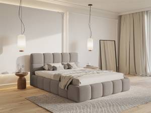 Bett mit Polsterrahmen CLOUDY Hellgrau - Breite: 180 cm