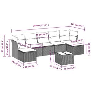 Gartensitzgruppe K2895(8-tlg) Schwarz - Massivholz - 69 x 117 x 289 cm