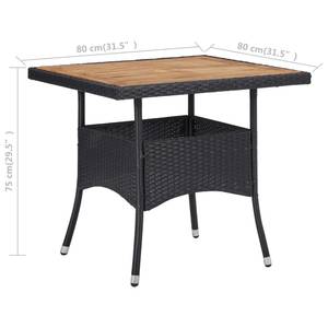 Table de salle à manger Noir - Bois massif - Bois/Imitation - 80 x 75 x 80 cm