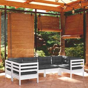 6-tlg. Garten-Lounge-Set mit Kissen Weiß Weiß