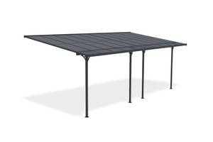 Pergola/Carport KLEO adossé XL Gris - Largeur : 600 cm