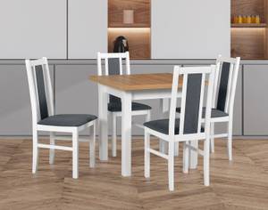 Esszimmer Set Bos 14 4-teilig Grau - Weiß - Holzwerkstoff - 80 x 94 x 80 cm