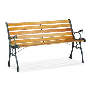 Banc de jardin cadre en fonte Marron - Vert - Bois manufacturé - Métal - 126 x 74 x 53 cm