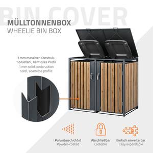 Mülltonnenbox für 4 Tonnen Anthrazit - Braun - Höhe: 117 cm