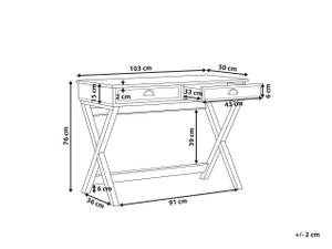 Bureau EKART Noir - Marron - Bois manufacturé - 103 x 76 x 50 cm