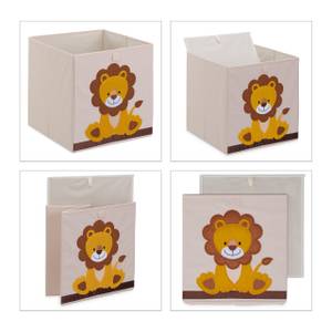 Bac de rangement Lion pour enfants Marron - Blanc - Jaune - Papier - Textile - 33 x 33 x 33 cm