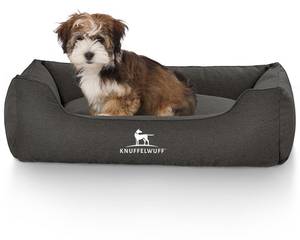 Hundebett Crispino mit Handwebcharakter Schwarz - 63 x 85 cm