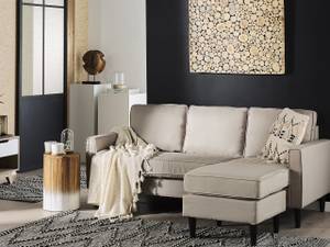 Sofa mit Ottomane AVESTA 2-tlg Beige - Schwarz