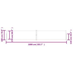 Seitenmarkise 3016426-2 Weiß - Metall - Textil - 1000 x 180 x 1 cm