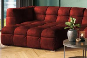 Ecksofa ROSARIO Velvet Bordeaux - Ecke davorstehend links