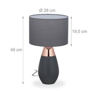 Lampe de chevet tactile XL Anthracite - Cuivre