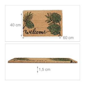 Paillasson coco « Welcome » Noir - Marron - Vert - Fibres naturelles - Matière plastique - 60 x 2 x 40 cm