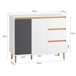 Sideboard FSB69-W Weiß - Holzwerkstoff - Metall - 92 x 80 x 28 cm