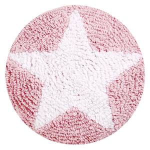 Coussin en coton lavable, ROUND STAR Rose foncé