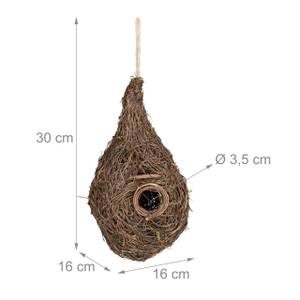 Vogelnest in Tropfenform Braun - Metall - Rattan - 16 x 30 x 16 cm