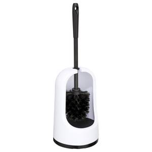 WC-Bürste, Standgarnitur, schwarz-weiß Weiß - Kunststoff - 14 x 41 x 14 cm