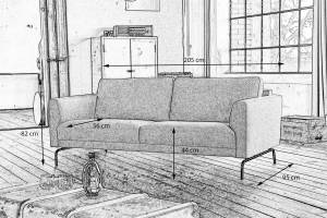 KAWOLA Sofa EDISON Stoff grün Grün - Massivholz - Textil - 205 x 82 x 95 cm