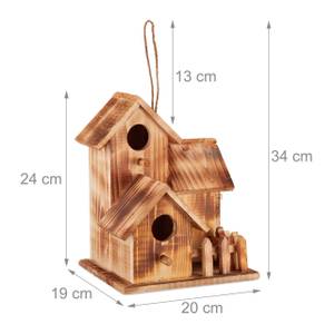 Vogelhaus mit 3 Häusern Braun - Holzwerkstoff - 20 x 34 x 19 cm