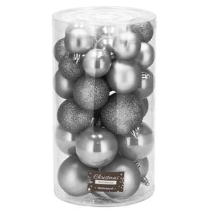 Christbaumkugel 30 Stück Silber - Kunststoff - 4 x 4 x 4 cm